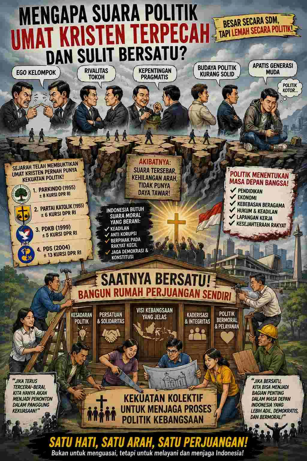 Mengapa Suara Politik Umat Kristen Terpecah dan Sulit Bersatu?