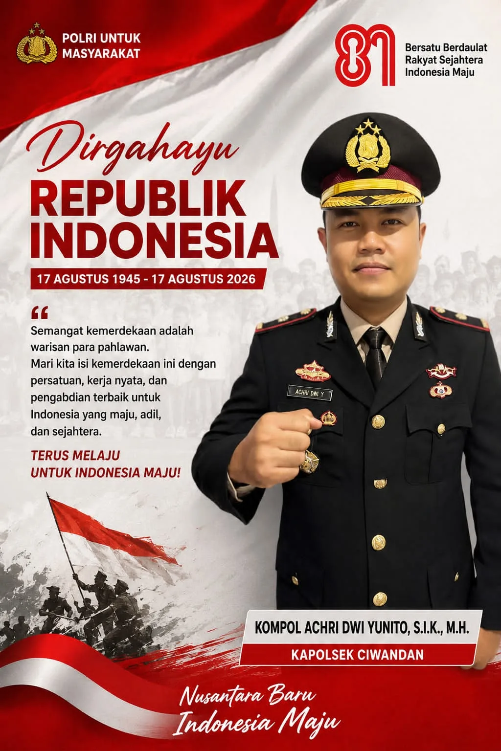 Kapolsek Ciwandan Ucapkan Dirgahayu HUT RI ke-81, Kobarkan Semangat Persatuan dan Pengabdian
