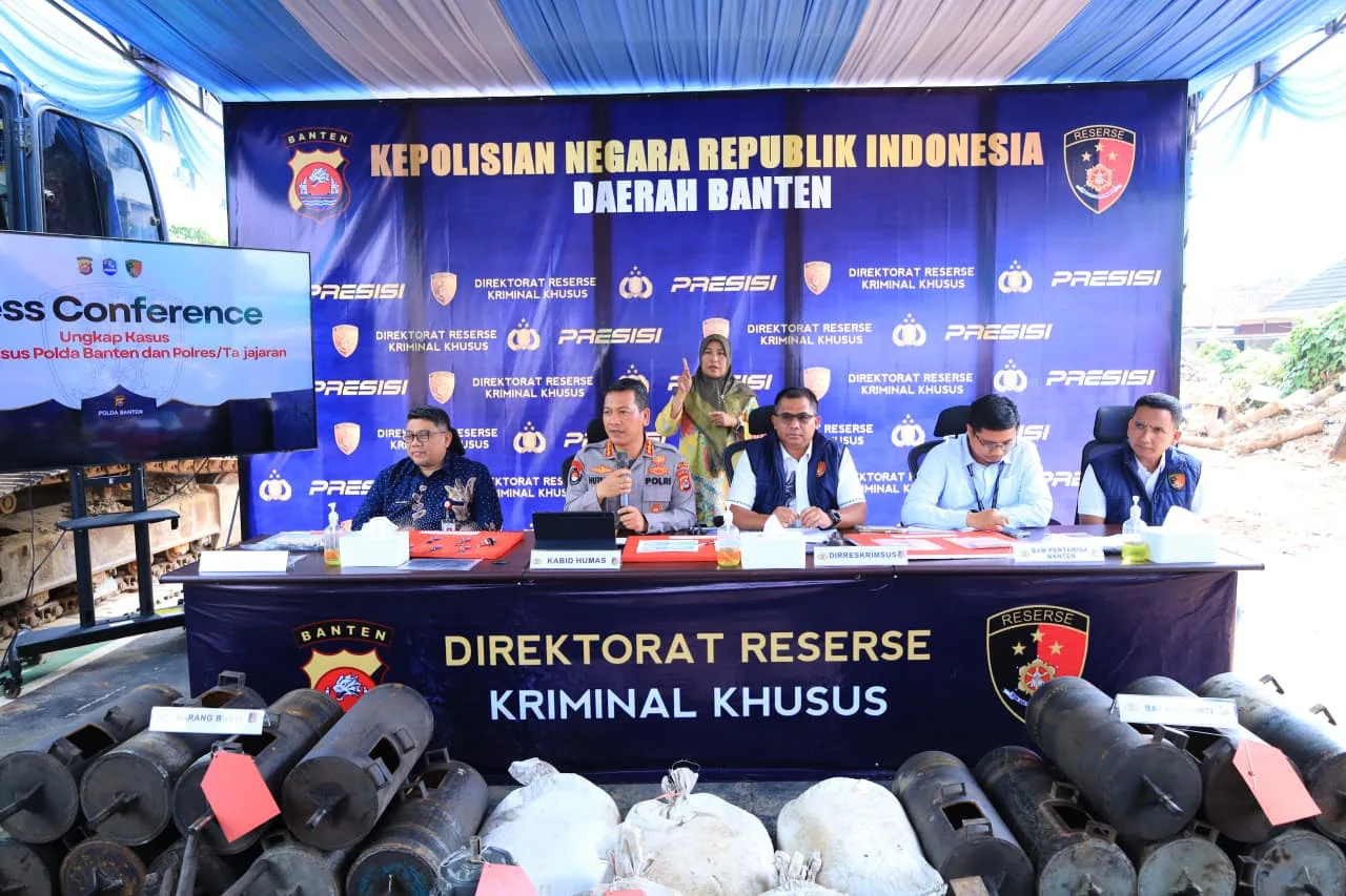Polda Banten Ungkap 6 Lokasi Tambang Ilegal dan Penyalahgunaan BBM Bersubsidi, 7 Tersangka Ditahan