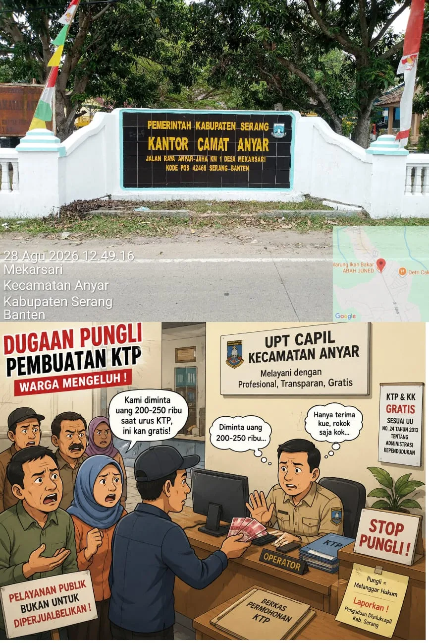 Warga Mengeluh, Dugaan Pungli Pengurusan KTP di UPT Capil Anyar Disorot: Profesionalitas Dipertanyakan